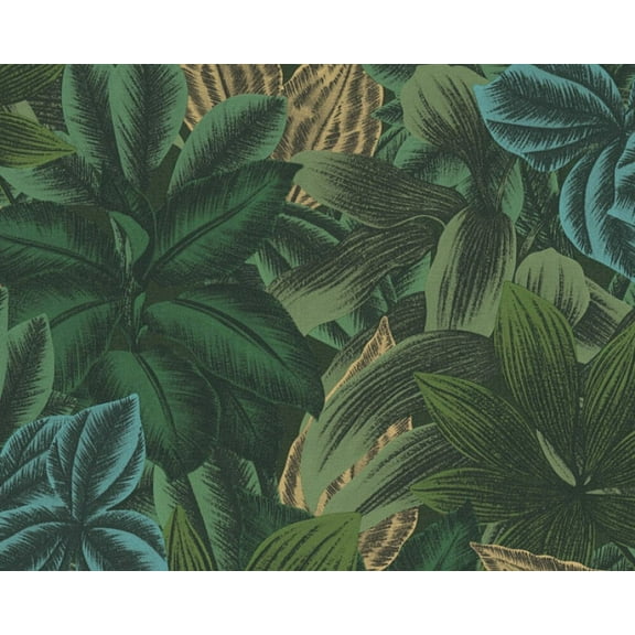 Concord Wallcoverings Modern Textured Wallpaper Floral, Vinyl Accent Wall Tropical Jungle, Blue, Cream, Green, 21 in x 33 Ft (57 sq. ft), 392224