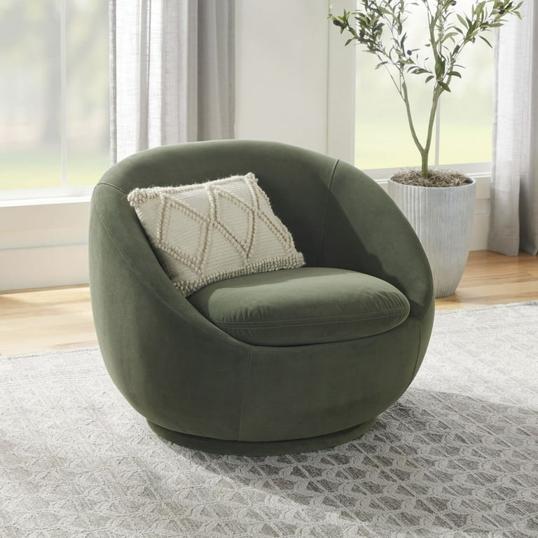 Better Homes & Gardens Mira Velvet Swivel Chair, Olive 