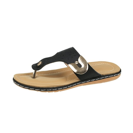 

Aueoeo Wide Sandals for WomenSummer Women Open Toe Beach Sandals Roman Casual Flat Shoes Slippers Flip Flops Clearance