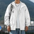thumbnail image 4 of Men's UPF 50+ Sun Protection Hooded Jacket, Lightweight Quick Dry Loose Fit Outdoor Windbreaker, Unisex Casual Summer Thin Coat White, 4 of 6