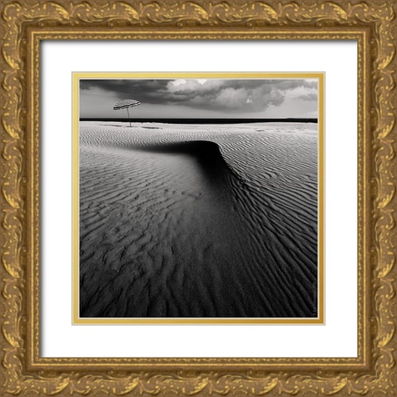 Schuurmans, Wim 15x15 Gold Ornate Wood Framed with Double Matting Museum Art Print Titled - Umbrella on the beach