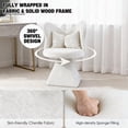 thumbnail image 3 of White Swivel Vanity Chair | 360° Rotating Makeup Chair with Butterfly Back, Chenille Velvet Accent Chair with Decorative Pillow – for Bedroom, Dressing Table, Living Room, Dining, Home Office & Study, 3 of 11