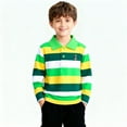 thumbnail image 2 of SGFCWSX Boys Long Sleeve Polo Shirt, Teens Collared Striped Top Casual School Daily Tees Green Size 14-15 Years, 2 of 7