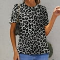 thumbnail image 6 of Leopard Print Pattern Womens Tops Women's Fashion Casual Short Sleeve Flower Print Round Neck Pullover Top Blouse, 6 of 6