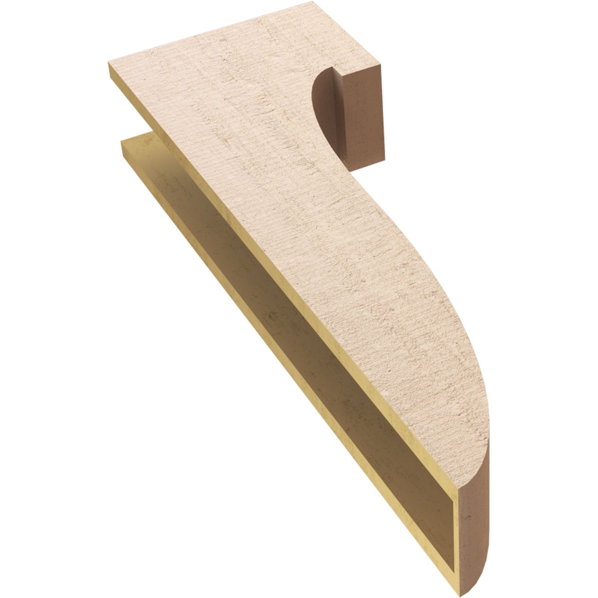 6"W x 12"D x 36"H Thin Del Monte Rough Cedar Woodgrain TimberThane Corbel, Primed Tan