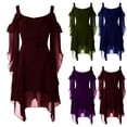 thumbnail image 2 of Renaissance Gothic Costume Dress for Women Off Shoulder Lace Trumpet Sleeve Dreses Medieval Steampunk Outfit, 2 of 4