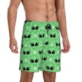 thumbnail image 2 of Salouo alien cartoons Pattern Men's Sleep Pajama Shorts,Pajama Bottoms Elastic Waistband Sleep Pajama Short PJ Shorts for Men-Large, 2 of 6