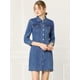 thumbnail image 2 of Vestido Camisero De Mezclilla Hasta La Rodilla Con Manga 3/4 Y Botones Vintage Para Mujer Azul claro M, 2 of 6