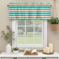thumbnail image 3 of Turquoise and Orange Stripes Window Valance Curtain Striped Rod Pocket Short Curtain for Living Room, Bedroom & Kitchen Window Decor 42x12in, 3 of 8