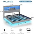 thumbnail image 7 of Full Size Floating Bed Frame with Charging Station&LED Lights, LED Full Metal Platform Bed with Storage Headboard, No Box Spring Need, Gray, 7 of 7