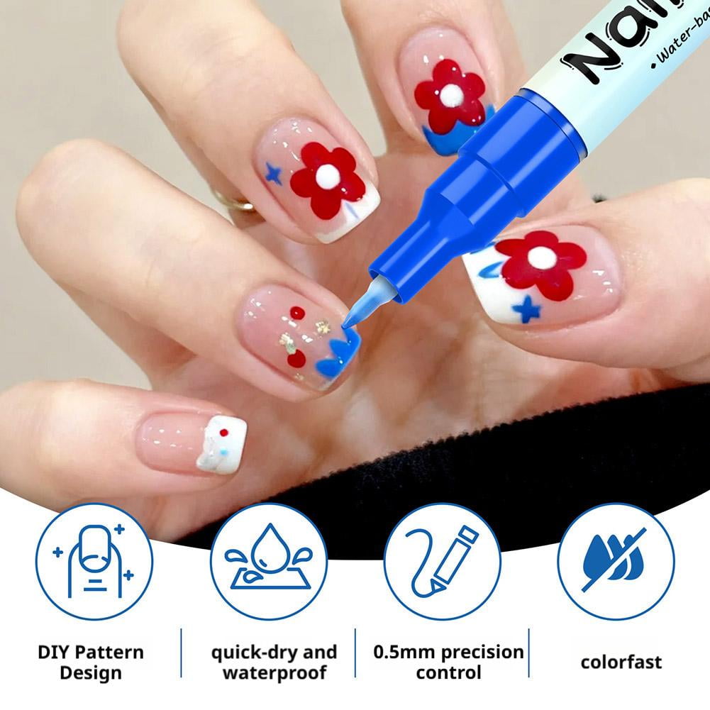 24 Colors Nail Art Pens Set Quick-Drying Acrylic Paint Markers for 3D Nail Art, Dotting & Drawing, Nail Design Tools for DIY Manicure at Home & Salon