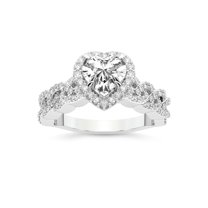 IGI Certified 4 Carat Heart Shape Lab Grown Diamond Engagement Ring | 14K White Gold | Imperiella Halo Celtic Knot Diamond Ring | FG-VS1-VS2 Quality Friendly Diamonds