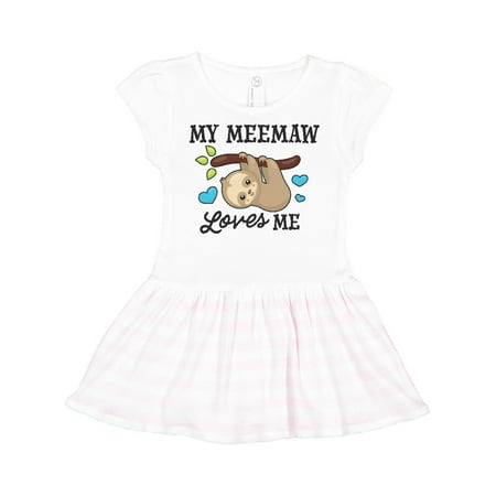 

Inktastic My Meemaw Loves Me with Sloth and Hearts Gift Toddler Girl Dress