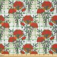 thumbnail image 2 of Ambesonne Floral Fabric by the Yard Microfiber, Sketchy Hand Drawn Poppies, 10 Yards, Vermillion and Dark Taupe, 2 of 2