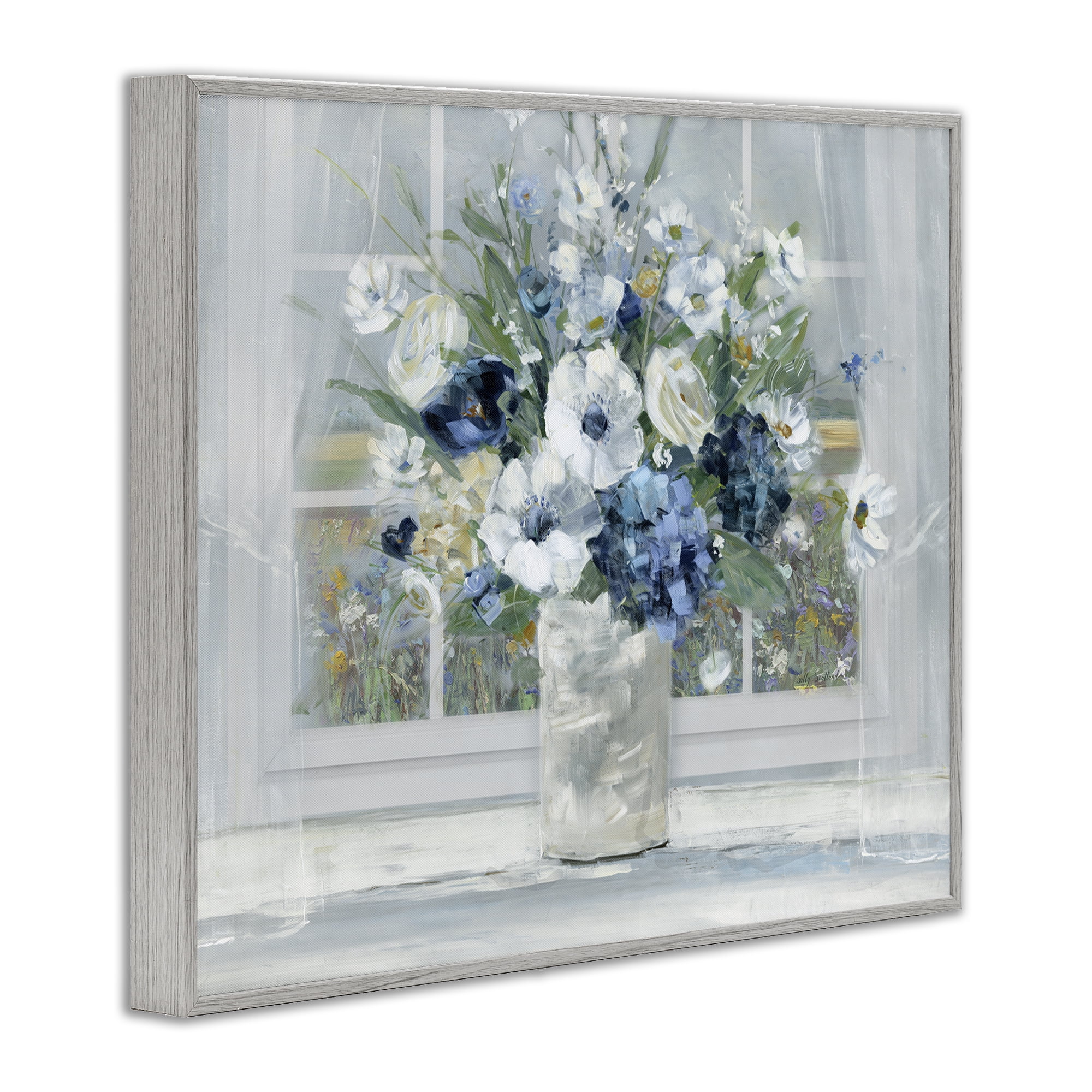 Stupell Industries Blue Hydrangea & Anemone Bouquet Gray Framed Giclee Art, design by Sally Swatland