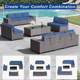 thumbnail image 6 of ASJMR 12PCS PE Rattan Patio Furniture Conversation Set All-Weather Sectional Sofa Set with Coffee Table & Cushions (Navy Blue), 6 of 10