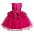 thumbnail image 4 of URMAGIC Girl's Dark Pink Flower Lace Ball Gown, One Size, 4 of 10