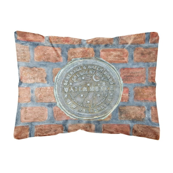 Carolines Treasures 8829PW1216 New Orleans Watermeter on Bricks Canvas Fabric Decorative Pillow, 12H x16W, multicolor