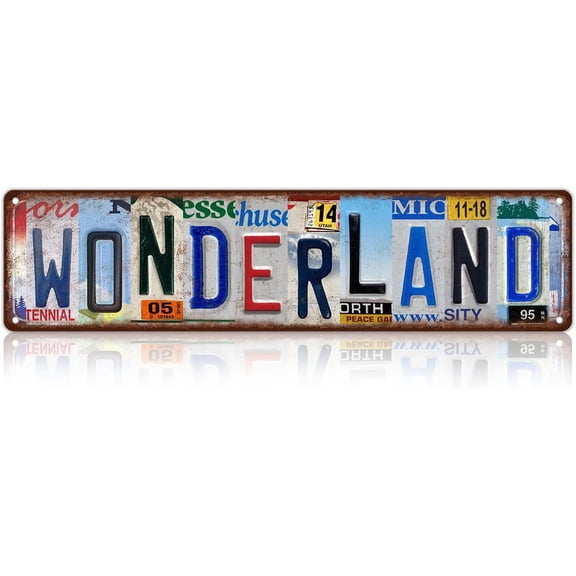 Vintage Wonderland Wall Decor Street Signs Bar Metal Tin Signs 16 x 4 Inches