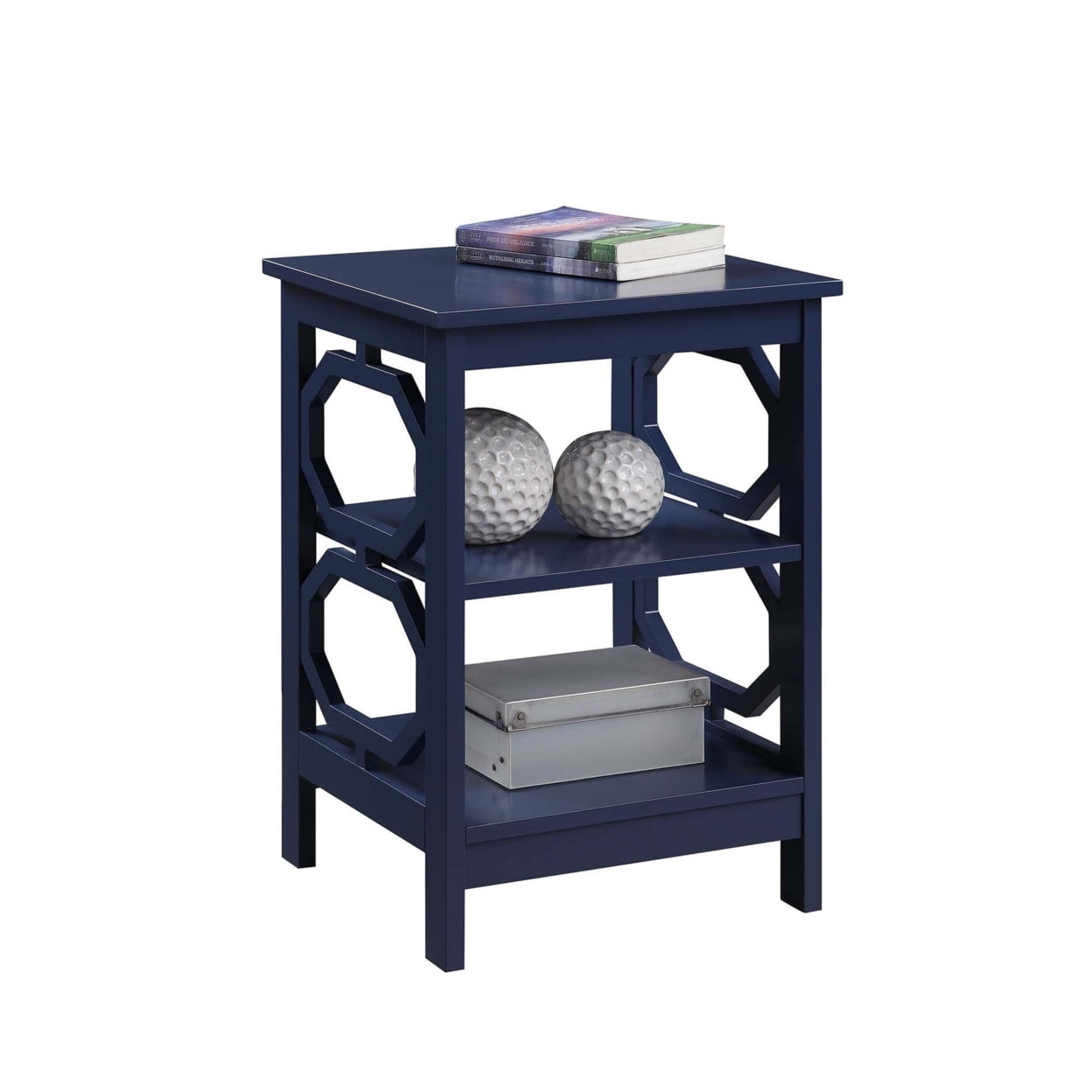 Convenience Concepts Omega End Table with Shelf, Cobalt Blue