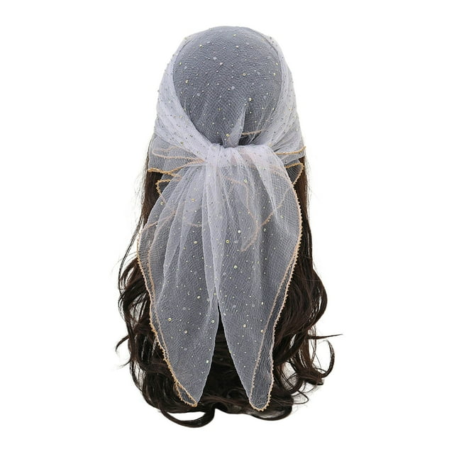 Women's Rhinestone Glitter Head Scarf 315 Inch Fashionable Bandana Sequins Hair Wrap Soft Shawl Lace Accessory