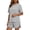 Gray, variant on Mecto Women's Classic Striped Pajama Set Short Sleeve Round Neck Soft Stretchy Breathable Sleepwear with Side Slit Shorts Size M