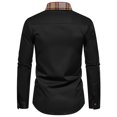 thumbnail image 4 of VBTAPA Men's Long Sleeve Dress Shirt Plaid Collar Casual Button Down Shirts Wrinkle Free Regular Fit Business Office Shirt with Chest Pocket Black L, 4 of 9