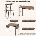 thumbnail image 2 of SSyao 3-Piece Foldable Dining Table Set with 2 Chairs – Industrial Style Oval Corner Dining Set, Space-Saving Design for Small Apartments, Kitchen or Breakfast Nook, 19" x 18" x 32" (L x W x H), 2 of 9