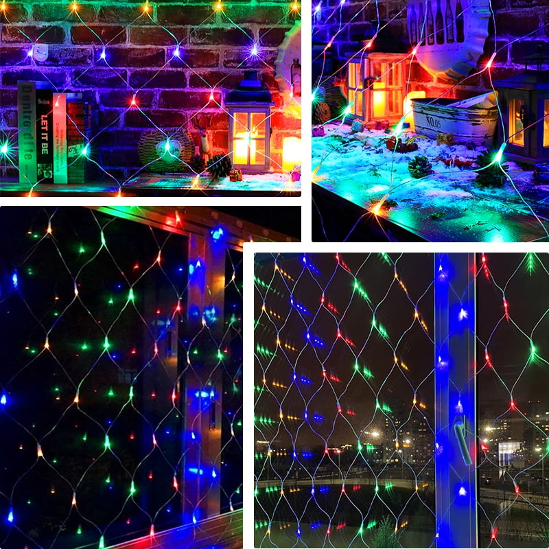 Solar Net Mesh Light 9.8ft x 6.6ft 192 LED, Waterproof Outdoor Net Light with 8 Modes for Bush, Christmas, Home, Garden Decorations(Multicolor)