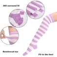 thumbnail image 4 of Womens Stripes Thin Tube Socks, Thigh High Tights Over Knee Socks, Casual Knee High Stockings, 4 of 6