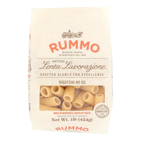 RUMMO Premium Bronze-Cut Rigatoni Pasta, 16 OZ, Case of 12