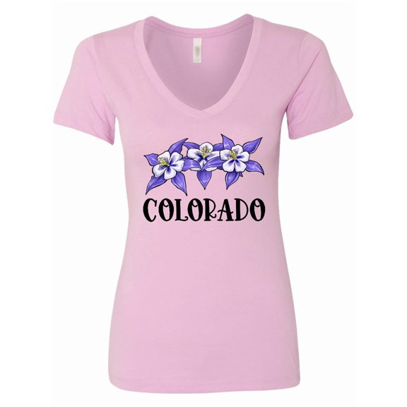Inktastic Colorado Columbine Flowers Women's V-Neck T-Shirt