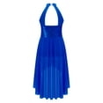 thumbnail image 2 of inhzoy Kids Girls Sequins Lyrical Dance Dress Halter Neck Ballet Figure Skating Dance Leotard Dress Royal Blue 12, 2 of 7