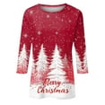 thumbnail image 2 of Besolor Women's Christmas 3/4 Sleeve T-Shirts Funny Graphic Round Neck Tops Casual Plus Size Xmas Holiday Blouse, 2 of 5