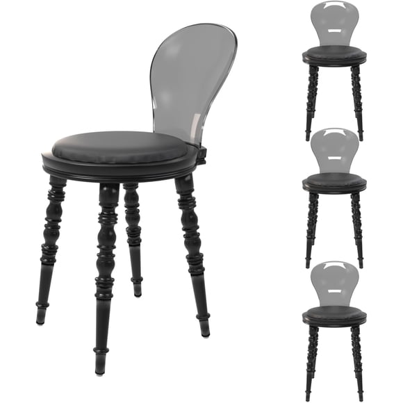 Fohfurniture Sillas de Comedor Transparentes Set de 4, Policarbonato con Cojín , Estilo Ghost Moderno para Cocina, Sala o Eventos