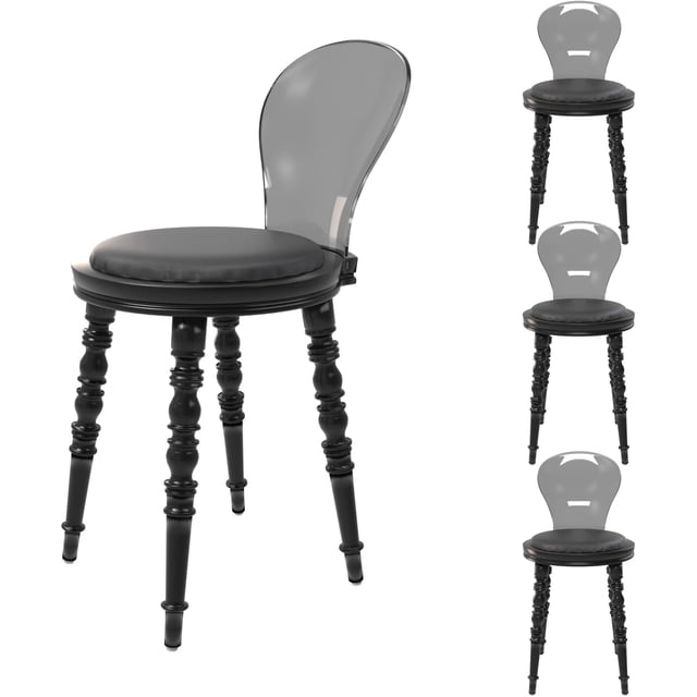 Fohfurniture Sillas de Comedor Transparentes Set de 4, Policarbonato con Cojín , Estilo Ghost Moderno para Cocina, Sala o Eventos