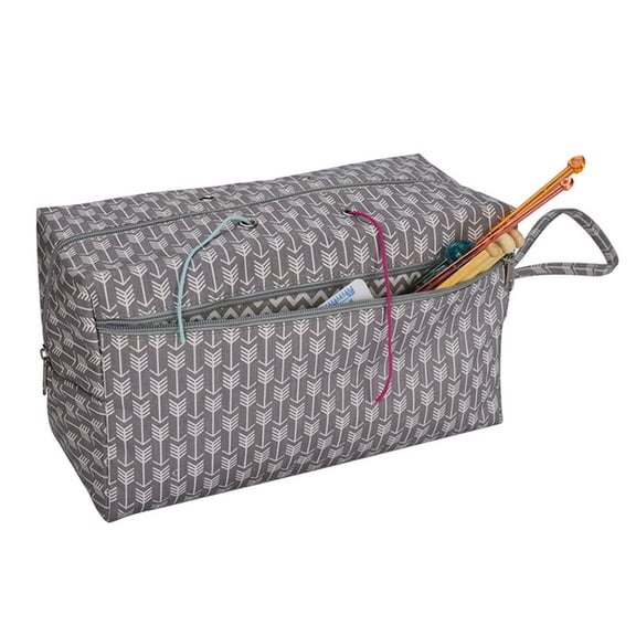 SagaSave Knitting Crochet Wool Square Storage Bag Crocheting Bag for Sewing Kit and Knitting Supplies Grey