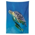 thumbnail image 3 of Ambesonne Turtle Tablecloth Rectangular Table Cover, Fishes Swimming Ocean, 60"x90", Blue Yellow Brown, 3 of 4
