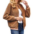 thumbnail image 2 of Spring Fall Women Long Sleeve Bomber Jacket Zipper Casual Fleece Coat, 2 of 4