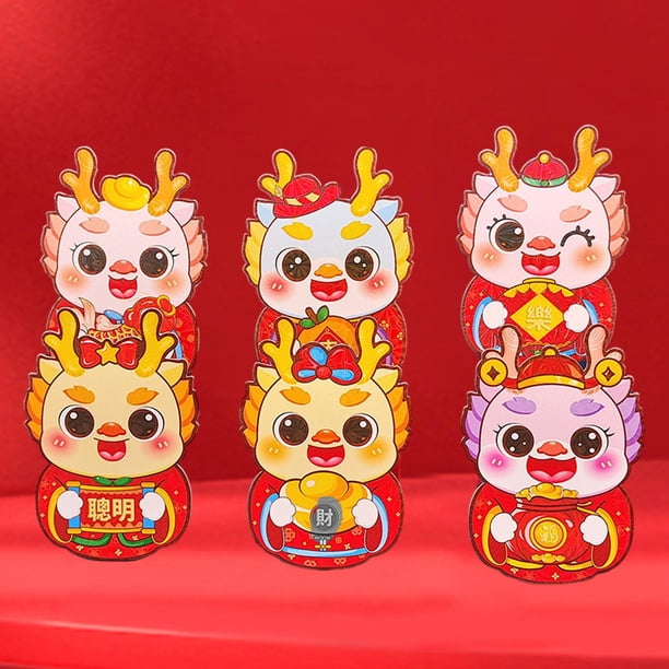 6 sobres rojos de año Nuevo, regalos de deseos de Hong Bao, sobres para tarjetas de felicitación, paquetes rojos, sobres para dinero de la para , Estilo b BLESIY Sobres rojos
