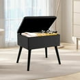 thumbnail image 6 of Costway 1 PCS Velvet Storage Ottoman Tufted Flip Top Vanity Stool Footrest with Wood Legs Black, 6 of 10