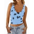thumbnail image 5 of Summer Floral Print Sleeveless Women Slim Fit Ruffle Tank Tops, 5 of 6