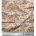 thumbnail image 1 of Soimoi polyester Crepe Fabric Human & Stamps Vintage Decor Fabric Printed Yard 42 Inch Wide, 1 of 1