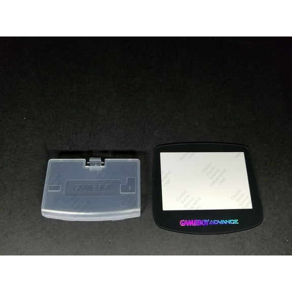 ICE Blue battery Cover Logo   Glass Holo Screen Lens for Game Boy Advance C36