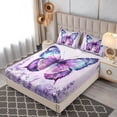 thumbnail image 7 of Beautiful Butterfly Bedding Set Queen Size,Blossoming Lavender Flowers Fitted Sheet Set for Kids Girls Toddlers Room Decor,Nature Insect Themed Floral Bedding Sets,1 Fitted Sheet+2 Pillowcases., 7 of 7