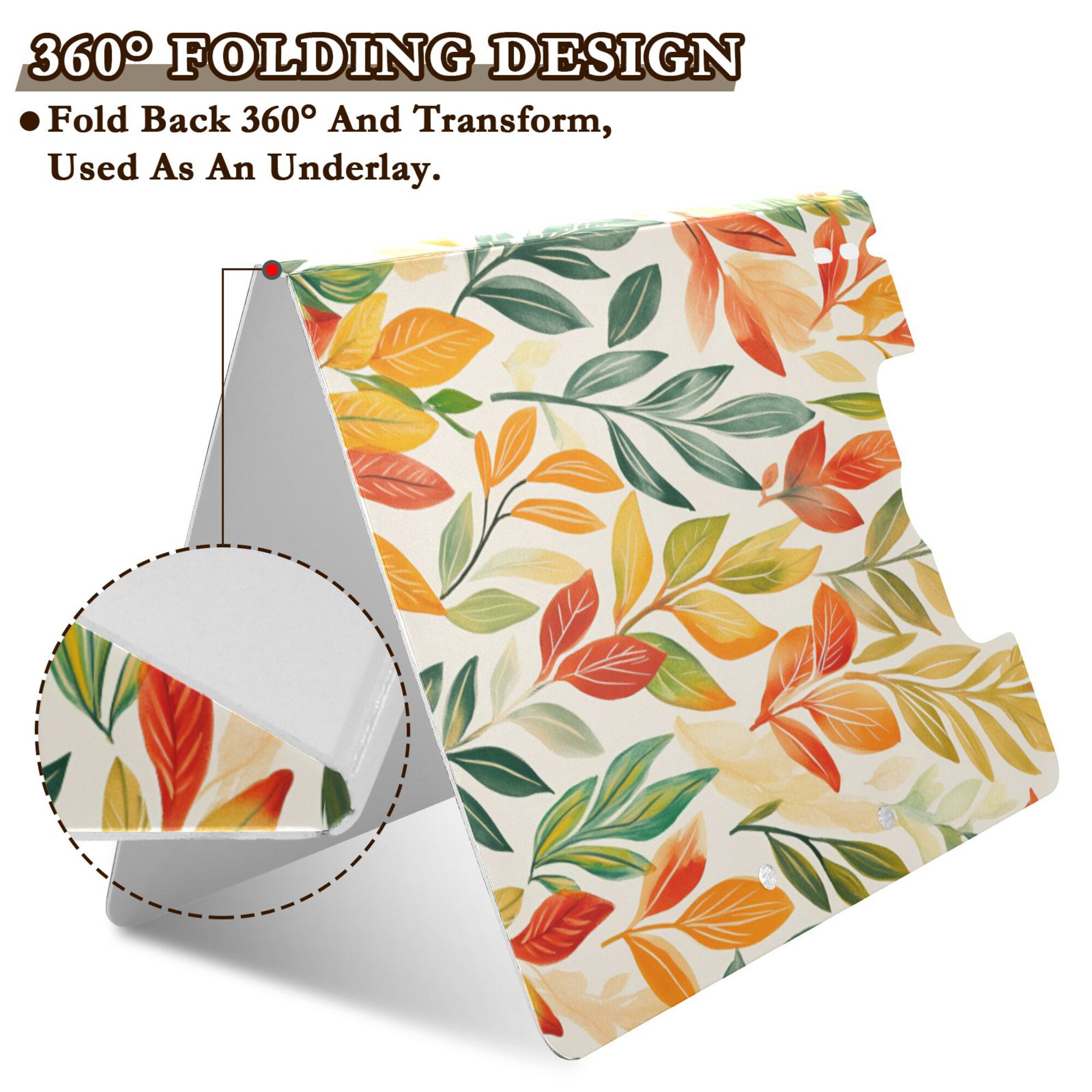 FORMRS A4 Clipboard Folder with Pen Holder Horizontal Foldable School Office Binder, Orange Autumn Leaves