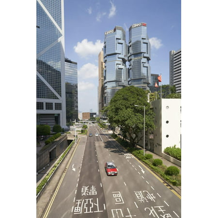 Red taxi cab in Central, Hong Kong Island, with the Bank of China Tower and Lippo Centre beyond, Ho Print Wall Art By Fraser (Best Bank In China)