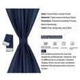 thumbnail image 2 of PiccoCasa Blackout Curtains Rod Sliding Door Drapes Rod Pocket, Navy Blue W25" x L72", 2 of 6