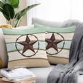 thumbnail image 2 of Throw Pillow Covers 18x18 Inch Set of 2, Beige Sage Green Texas Star Waterproof Outdoor Pillow Covers, Vintage Stars Wooden Decorative Cushion Pillowcases for Couch, Sofa, Bed, Garden, Patio, 2 of 9