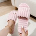 thumbnail image 2 of Risckoth Women's Fuzzy Slippers Open Toe Quilted Design Scalloped Edge Cozy Indoor Slides, Pink, 2 of 5